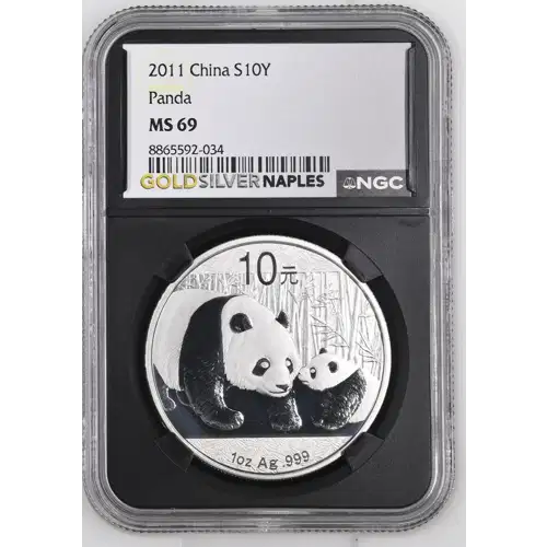 2011 - 1oz Panda Silver Coin - China 10Yn - NGC MS69 (S14-B13)